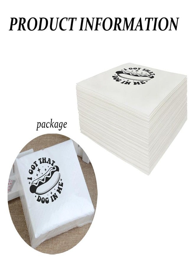 VOWFOO I Got That Dog In Me Groovy Hotdog Funny Wiener Food Joke Cocktail Napkins for BBQ Grilled Birthday Food Themed Housewarming Picnic Food Festival Party 100Pcs 4.5 x 4.5 2-ply (Dog In Me) - Image 3